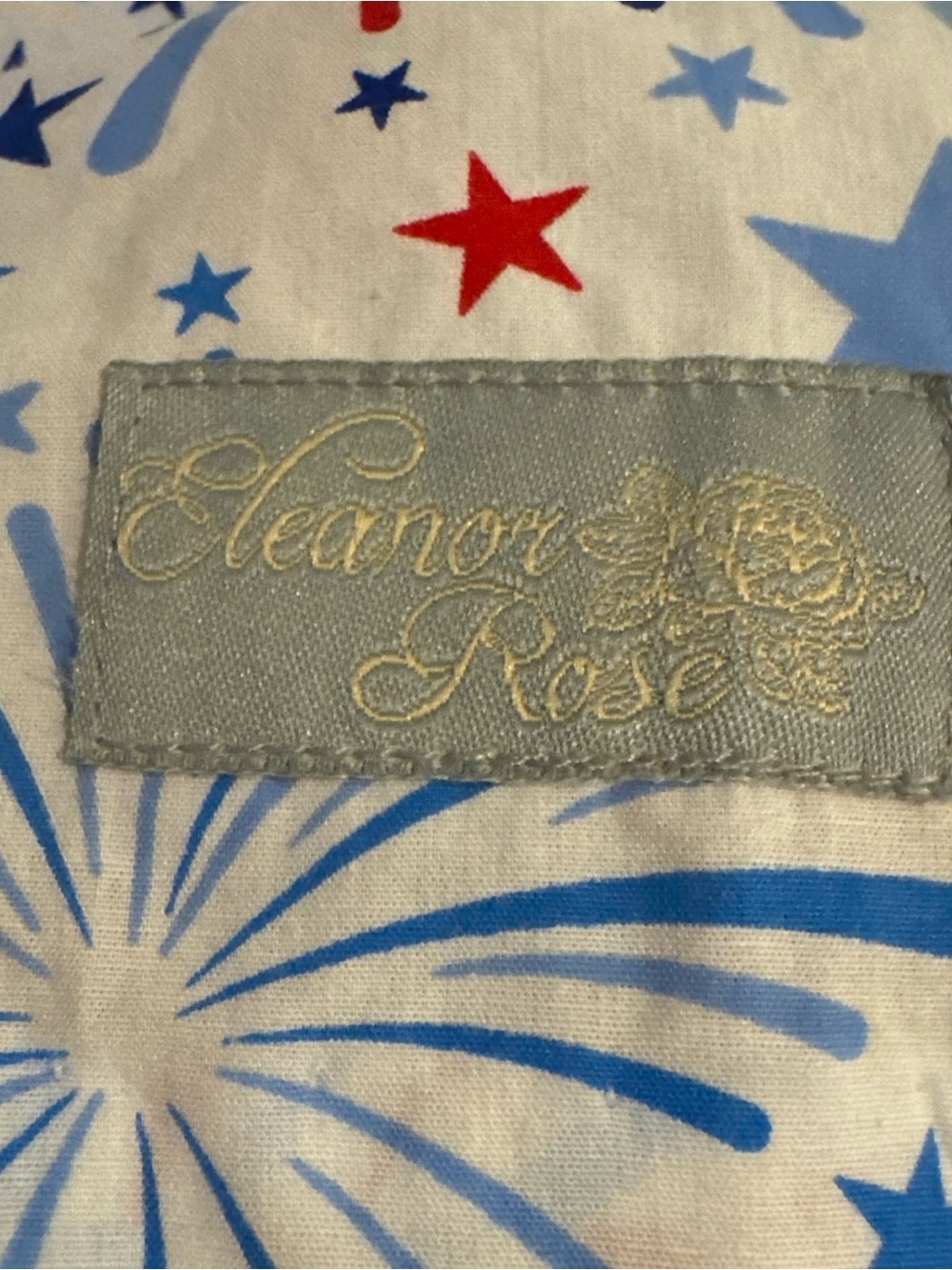Eleanor Rose White dress with Blue Burst and Red Stars